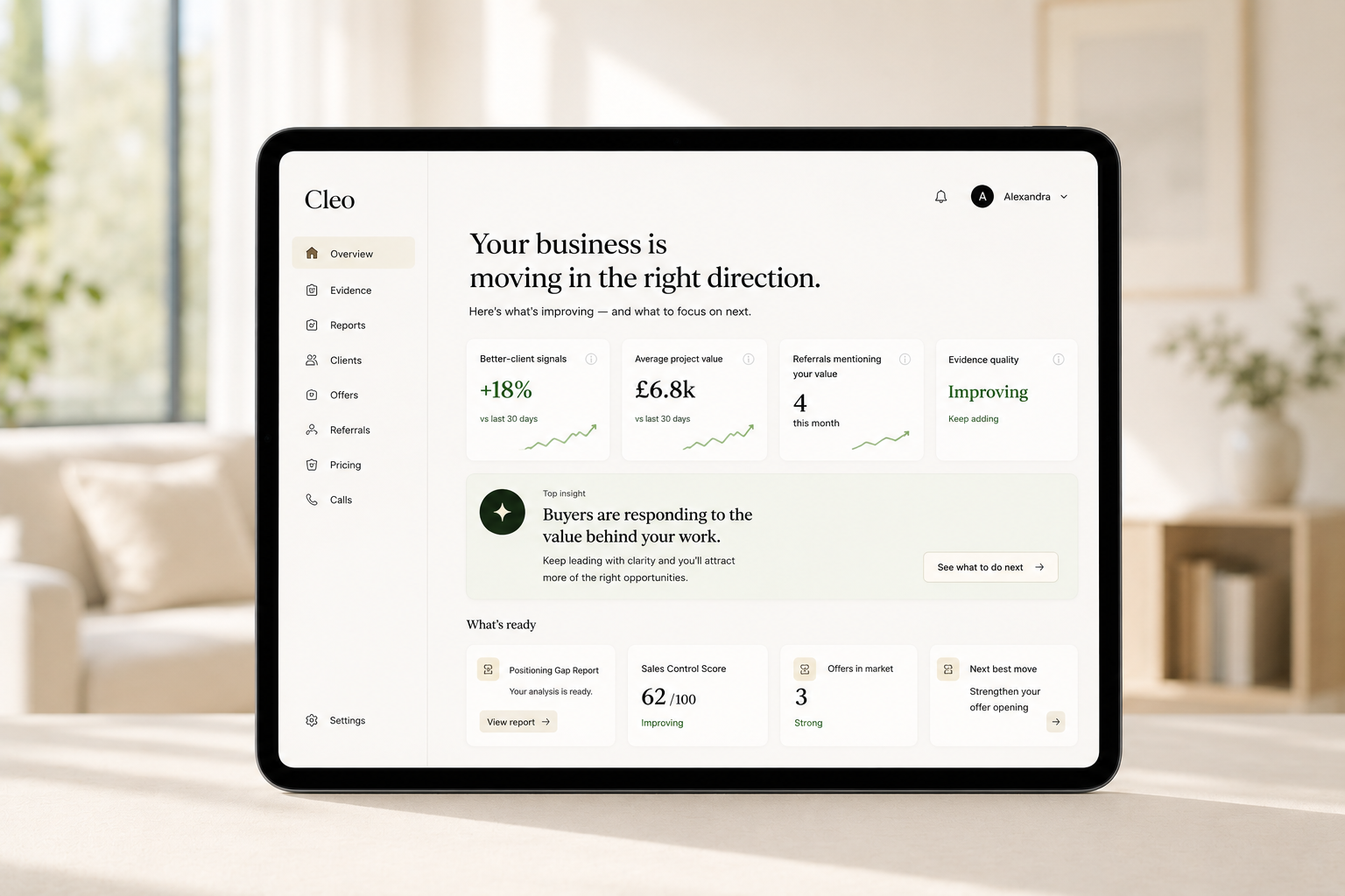 Cleo positioning intelligence dashboard